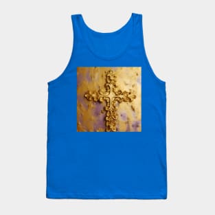 Gold Cross on Purple Background With Gold Dust Tank Top